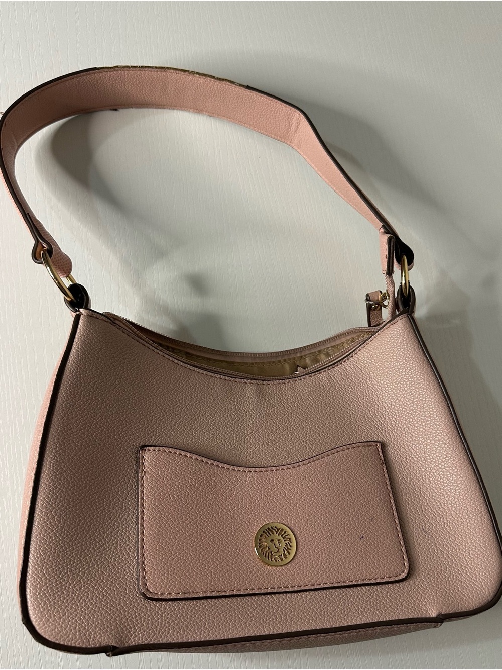 Anne Klein Blush Pebbled Leather Shoulder Bag